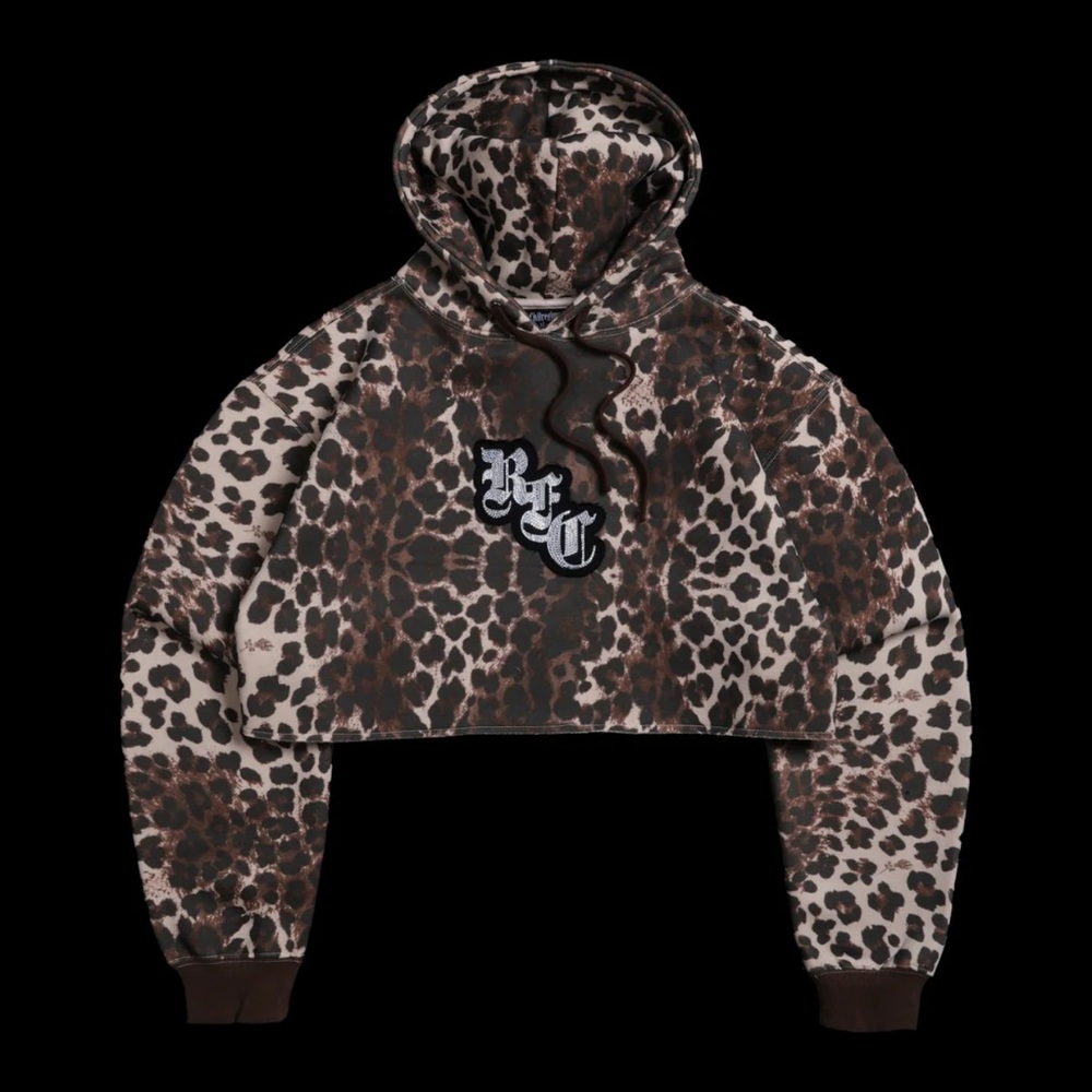 Civil Regime Leopard Print Cropped Hoodie - XXL